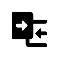 Poster - Black and white illustration of a box with an arrow pointing right and another arrow pointing left next to it