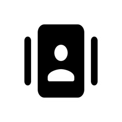 Poster - Black and white icon of a person inside a rounded rectangle with vertical bars on either side, simple design