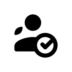 Poster - Silhouette of a person with a check mark inside a circle indicating approval or completion of a task or profile
