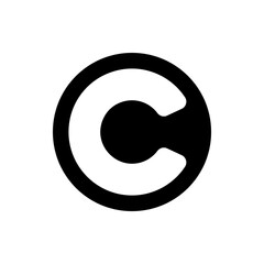 Poster - Black and white graphic of a stylized letter c within a circle with a central circular element design