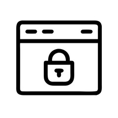 Aufkleber - A black line icon of a browser window with a padlock, symbolizing secure web Browse and website security. For tech blogs, IT security, e-commerce, or online privacy articles.