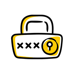 Aufkleber - This cheerful hand-drawn padlock with a password field is perfect for websites or blogs about cybersecurity, data protection, privacy, or secure login.

