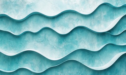 Poster - Abstract Cyan Waves Pattern Texture Background Design with Curved Shapes and Smooth Lines Perfect for Digital Paper or Decorative Art Wallpaper