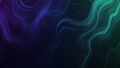Poster - Abstract Flowing Particles with Gradient Lights on Dark Background for Modern Design and Technology Themed Visuals