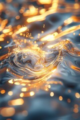 Aufkleber - Abstract Metallic Silver and Gold Fluid Texture with Dynamic Motion Background