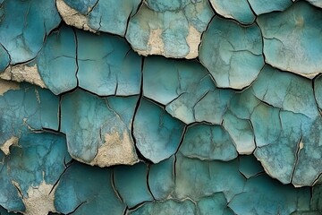 Poster - Abstract Peeling Blue Paint Texture on Wall Surface Background with Cracked Rough Pattern Detail