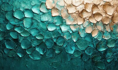 Poster - Abstract Texture with Turquoise Aqua and Copper Scale Pattern Design Art Decoration with Metallic Detail Structure Background