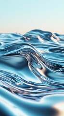 Poster - Abstract Water Surface with Blue Waves and Reflections in Natural Lighting