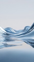 Poster - Abstract Water Waves with Reflections in Blue and White Tones Dynamic Fluid Surface with Smooth Texture and Motion Flowing Background