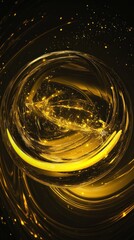 Wall Mural - golden swirling energy sphere, dark background. abstract art for luxury branding