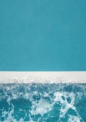 Poster - Textured Cyan Wall Paint with Abstract Detailing Decorative Backdrop in Studio Shot