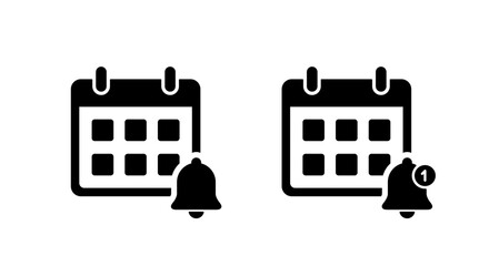 Poster - Event reminder icon isolated on white background. Calendar with notification bell sign symbol
