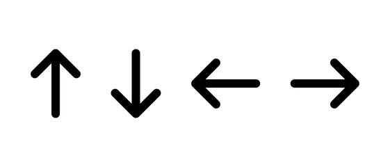 Fototapete - Up, down, left, right arrow icon. Direction arrows sign symbol. Editable stroke