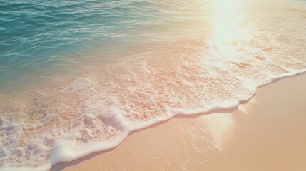  Serene Coastal Sunset:  Waves Gently Kissing the Shore