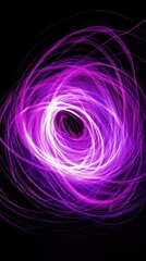 Wall Mural - purple light trails swirl, abstract art, dark background, energy concept