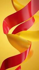 Wall Mural - red and yellow ribbons swirl against yellow background