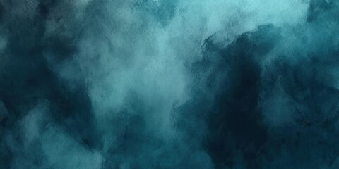 Poster - Abstract Teal and Dark Blue Watercolor Texture Background with Artistic Brush Strokes And Stains on Canvas for Creative and Modern Designs