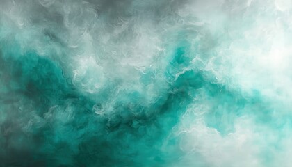 Poster - Abstract Watercolor Painting with Teal Green and White Swirls and Washes Creates a Modern Artistic Backdrop