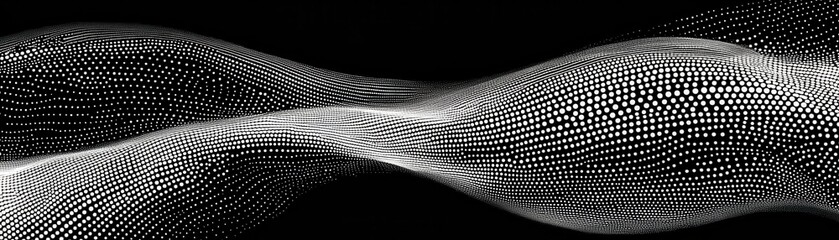Fototapete - Abstract Wave Pattern in Black and White with Geometric Design Elements Smooth Curves and Dynamic Rhythmic Texture Creating Futuristic Modern Backdrop for Creative Decoration