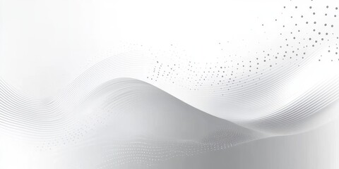 Fototapete - Abstract Wavy Gray Background with White Dots Modern Minimalist Design and Smooth Gradient Texture for Futuristic Presentation and Creative Template