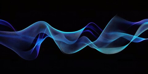 Fototapete - Abstract Wavy Lines with Blue Gradient Pattern on Dark Background Creates A Dynamic and Modern Design Great for Technology Presentation or Futuristic Art