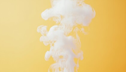 Fototapete - Abstract White Smoke Cloud Against a Soft Yellow Background in a Studio Setting Subtle Motion