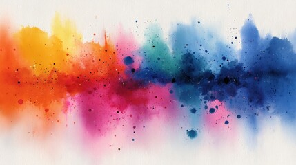 Poster - Vibrant watercolor splashes blend seamlessly across the canvas, creating a lively abstract spectrum of color and texture.