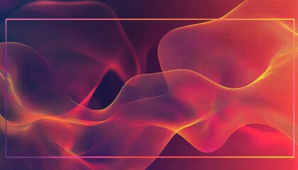 Fototapete - Vibrant Abstract Wave Background with Geometric Frame in Shades of Red Orange and Purple for Modern Designs and Creative Graphic Templates