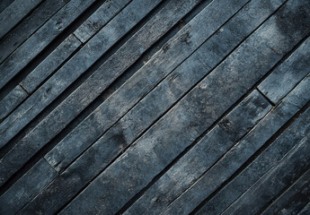Fototapete - Dark, Diagonal Wooden Planks: A Textured Background Image of Deep Blue-Gray Wood, Ideal for Design Projects. : Generative AI