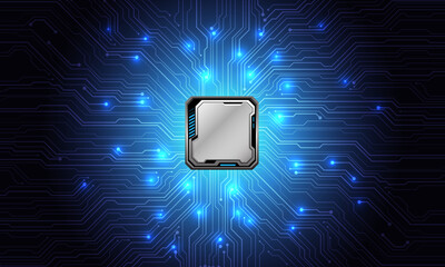 Leinwandbilder - Abstract blue circuit board technology connected lines electronics elements computer motherboard chip processor semiconductor digital background vector