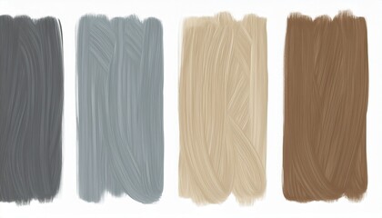 Aufkleber -  paint brush stroke swatches in earthy blue, charcoal, cream, and ochre for minimalist branding, print, or web design background