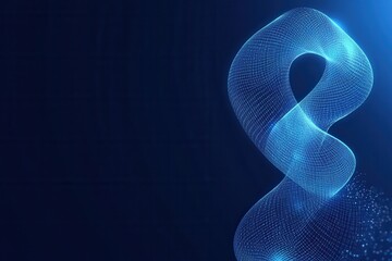 Fototapete - Abstract Blue Particle Swirl on Dark Background Digital Wave Design Futuristic Element Pattern Glowing with Dynamic Curve Style Shiny and Creative Decorative Art