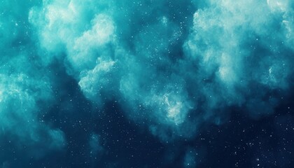 Aufkleber - Abstract Celestial Background with Dreamy Blue Nebula and Sparkling Stars in a Vast Cosmic Space with Textural Gradient and Artistic Watercolor Style