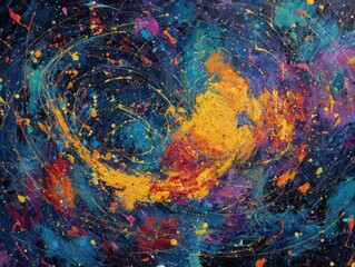 Poster - Abstract cosmic swirl of vibrant colors and textures.
