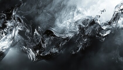 Fototapete - Abstract Fluid Motion in Monochrome Swirling Liquid Flow with Dynamic Energy and Soft Ripples