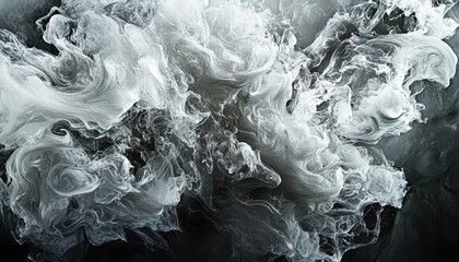 Poster - Abstract Fluid Dynamic Flowing Water with Splashes and Swirls in Shades of Gray and White for Modern Design and Artistic Backgrounds with Monochrome Style