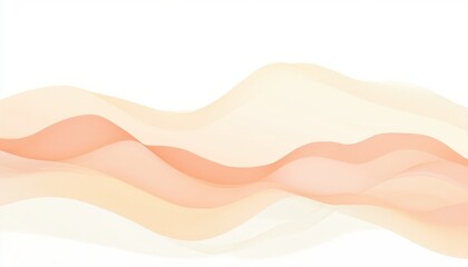 Fototapete - Abstract Wavy Layers in Orange and Beige Hues on White Background Gradient Soft Texture Gentle Curves Modern Graphic Design Artistic Element Digital Art Creative Background