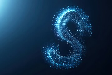 Fototapete - Blue Sparkling Shape on Dark Background with Swirling Light Effect Artistic Design for Digital Display and Futuristic Theme Illustration