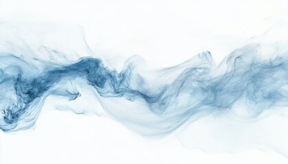 Fototapete - Delicate Blue Watercolor Ink Smoke Wave on White Background Abstract Painting Showcasing Fluid Texture Art Graphic Design Element Modern Style with Artistic Effect Decorative and Dynamic