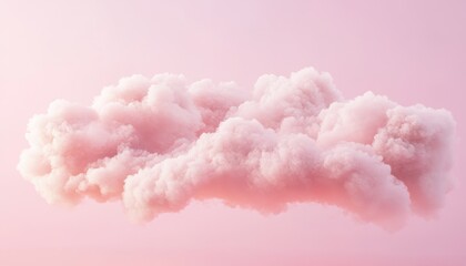 Poster - Pink Fluffy Cloud Isolated on a Gradient Background a Soft Cotton Texture and Dreamy Quality for Abstract Design or Decoration Sweet Backdrop and Gentle Lighting