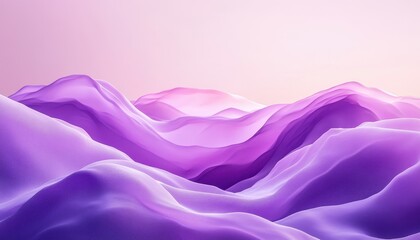 Poster - Pixelated Purple Landscape with Geometric Design in Soft Lighting and Three Dimensional Mountain Structures