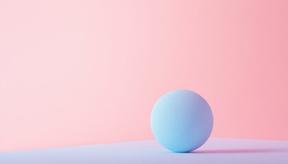 Fototapete - Textured Blue Sphere on a Pastel Pink Surface with Gradient Light Minimalist and Modern Geometric Design Perfect for Backgrounds Backdrops and Abstract Art
