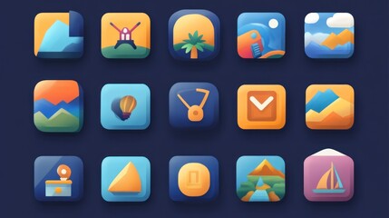 Collection of colorful, square application icons.
