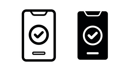 Poster - mobile phone icon. mobile access icon set. smart phone access with checkmark, phone access png and vector illustration on transparent background