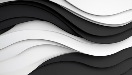 Fototapete - Abstract Black and White Wave Background
