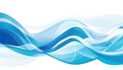 Fototapete - Abstract Blue Waves on White Background