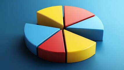 Poster - Vibrant 3D Pie Chart: Data Visualization in Blue
