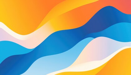Fototapete - Abstract Colorful Wave Background: Smooth Blue Orange Gradient Texture