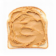 © hardvicore - Bread slice with peanut butter on white backdrop. Tasty sweet food. Delicious snack.