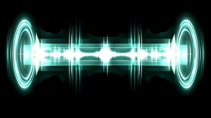 Poster - Abstract Teal Sound Wave Energy Burst Visualisation